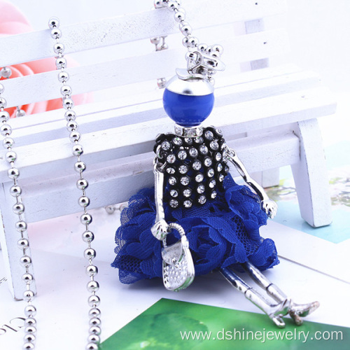 Silver Cute Girl Chain Necklace Long Design Sweater Necklace